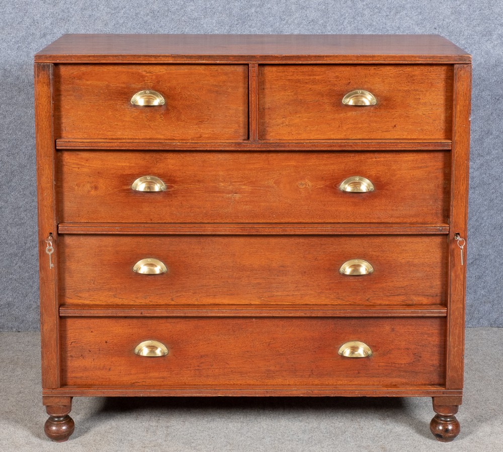 Ceylonese Solid Teak Campaign Wellington Chest