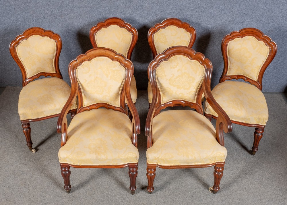 Quality Set of 6 (4 + 2) Victorian Mahogany Dining Chairs