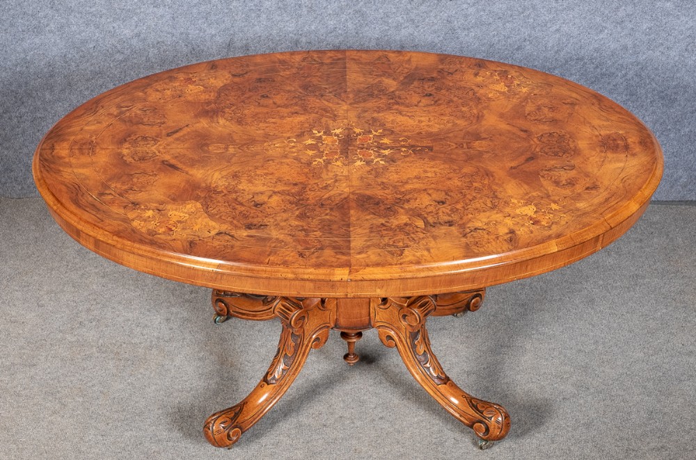 Victorian Burr Walnut & Inlaid Coffee Table