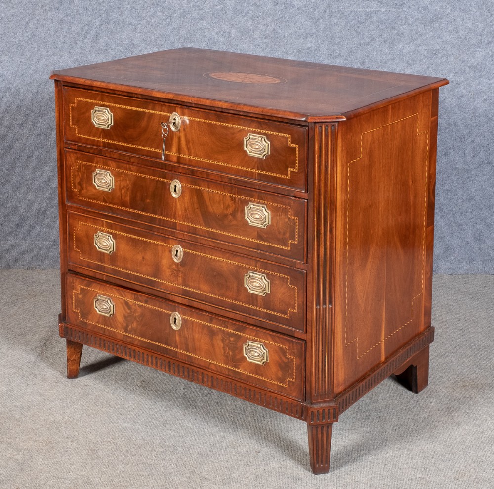 Antique Dutch Mahogany & Inlaid Chest of Drawers