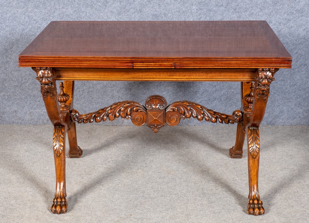 Unusual French Walnut Draw Leaf Extending Dining Table 