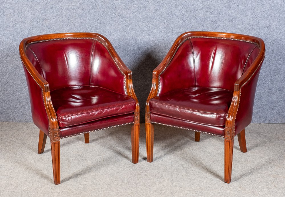Pair of Mahogany Leather Desk Chairs