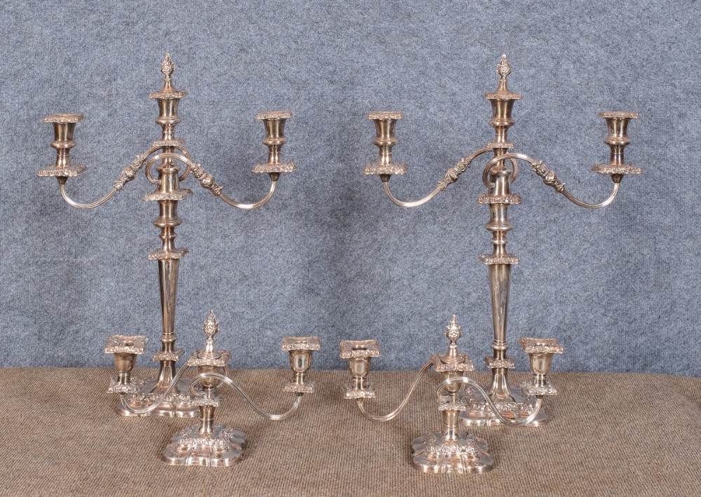 Set of 4 Silver Plated Candelabra