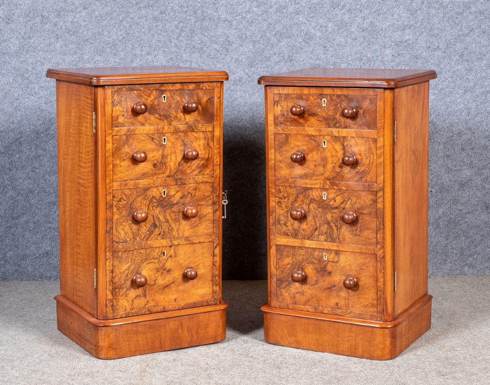Good Pair of Victorian Walnut Bedside Cabinets