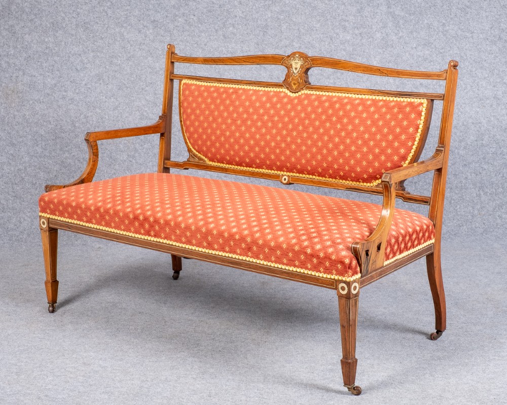 Good Quality Rosewood And Inlaid Settee