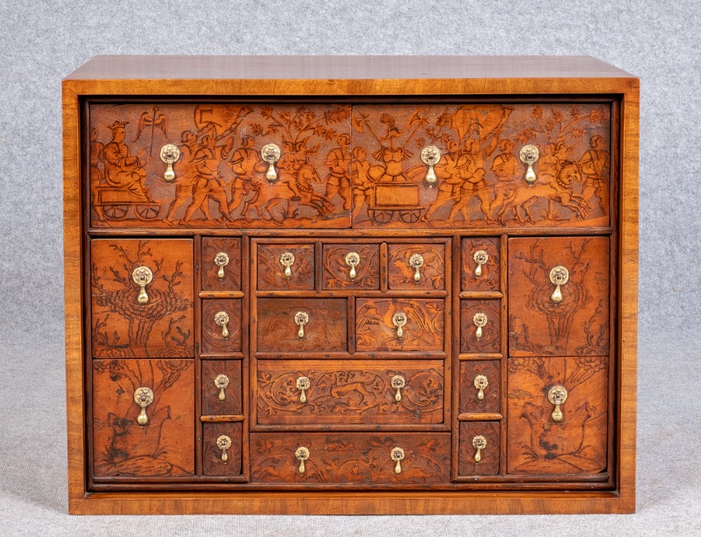 17th.C. Italian Cedar & Poker Worked Table Cabinet (adapted).