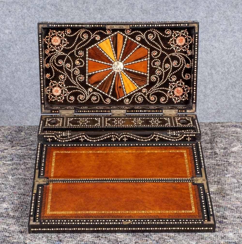 Fine Anglo Indian Porcupine Quill & Ebony Writing Box