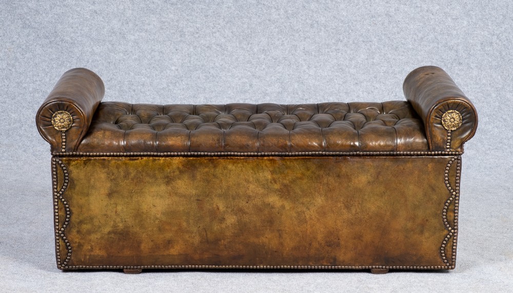 Superb Leather Hall Seat Ottoman