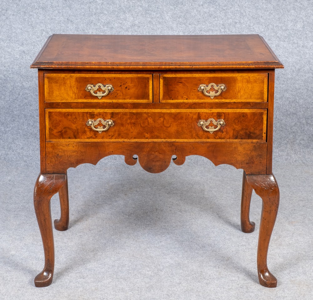 Queen Anne Style Burr Walnut Low Boy Side Table