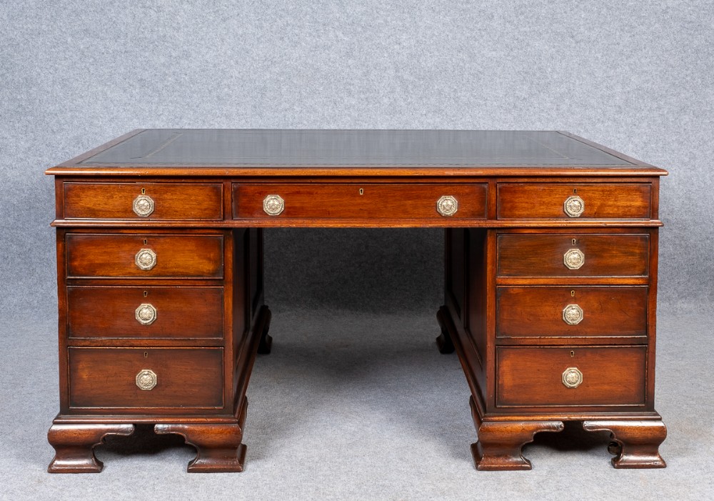 Large Victorian Mahogany Partners Desk