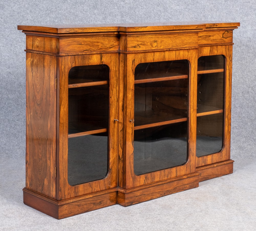 Antique Rosewood  Breakfront Bookcase