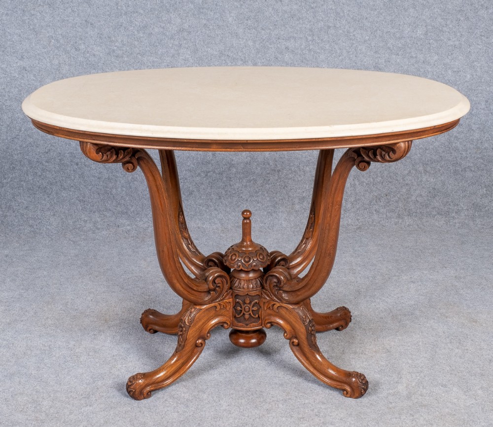 Antique Basket Base Marble Topped Centre Table