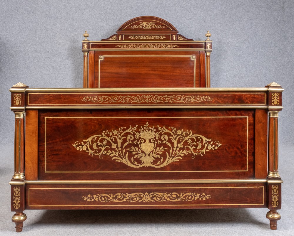 Fine French Brass Inlaid Bed