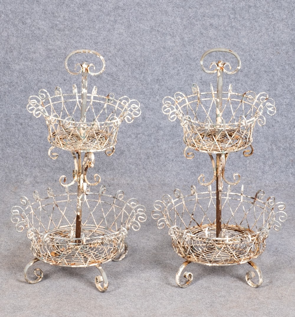  Pair of Antique Wire Work Planters.