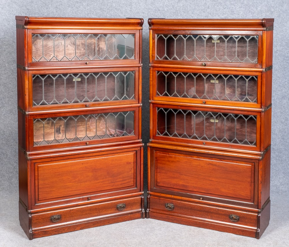 Good Quality Pair Mahogany Globe Wernicke Bookcases