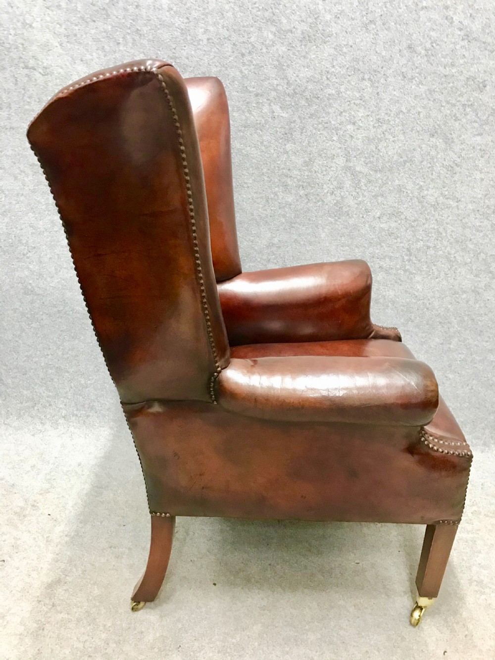 Georgian Style Leather Winged Back Armchair View II