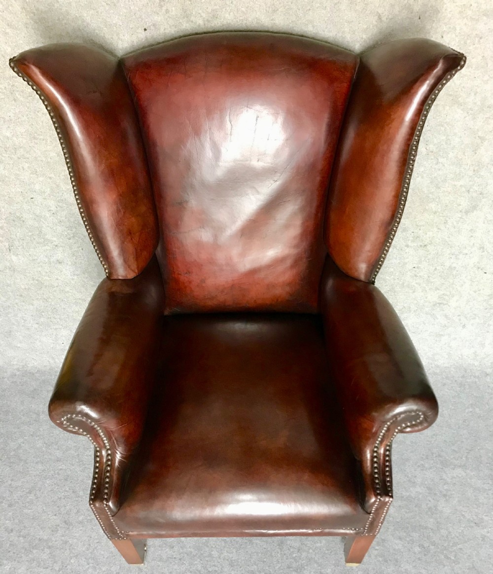 Georgian Style Leather Winged Back Armchair View VIII