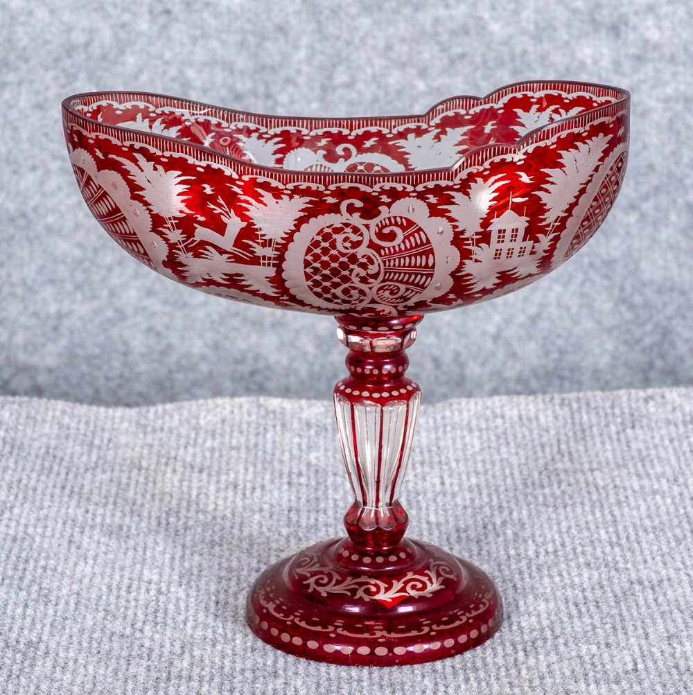 Bohemian Ruby Glass Bon Bon Dish
