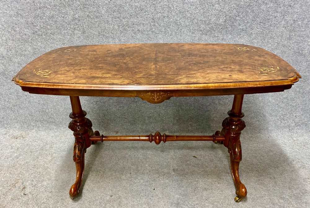Victorian Burr Walnut & Inlaid Coffee Table