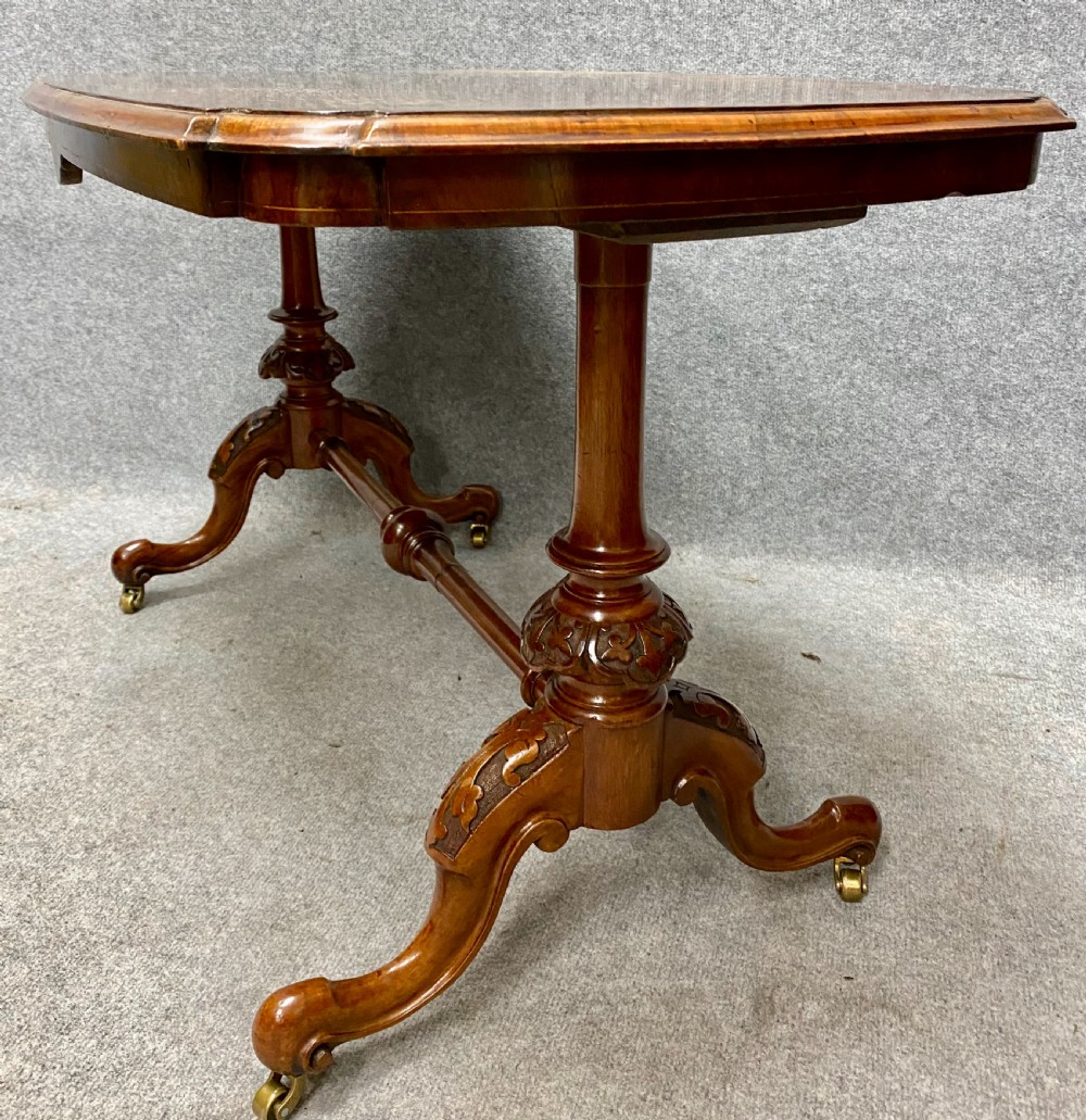 Victorian Burr Walnut & Inlaid Coffee Table View V