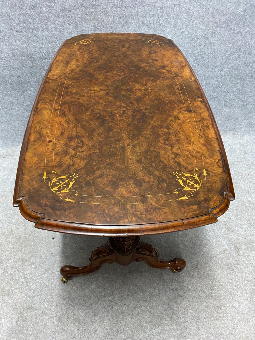 Victorian Burr Walnut & Inlaid Coffee Table View VII