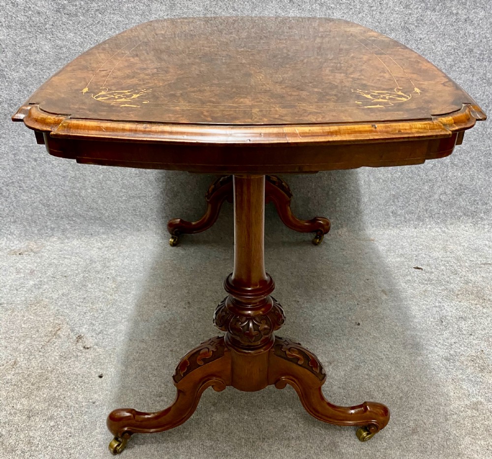 Victorian Burr Walnut & Inlaid Coffee Table View IX
