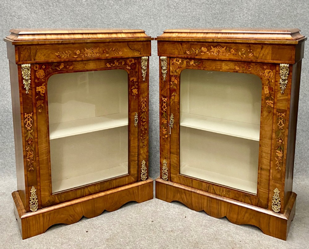 Stunning Pair of Marquetry Inlaid Side Cabinets View XI