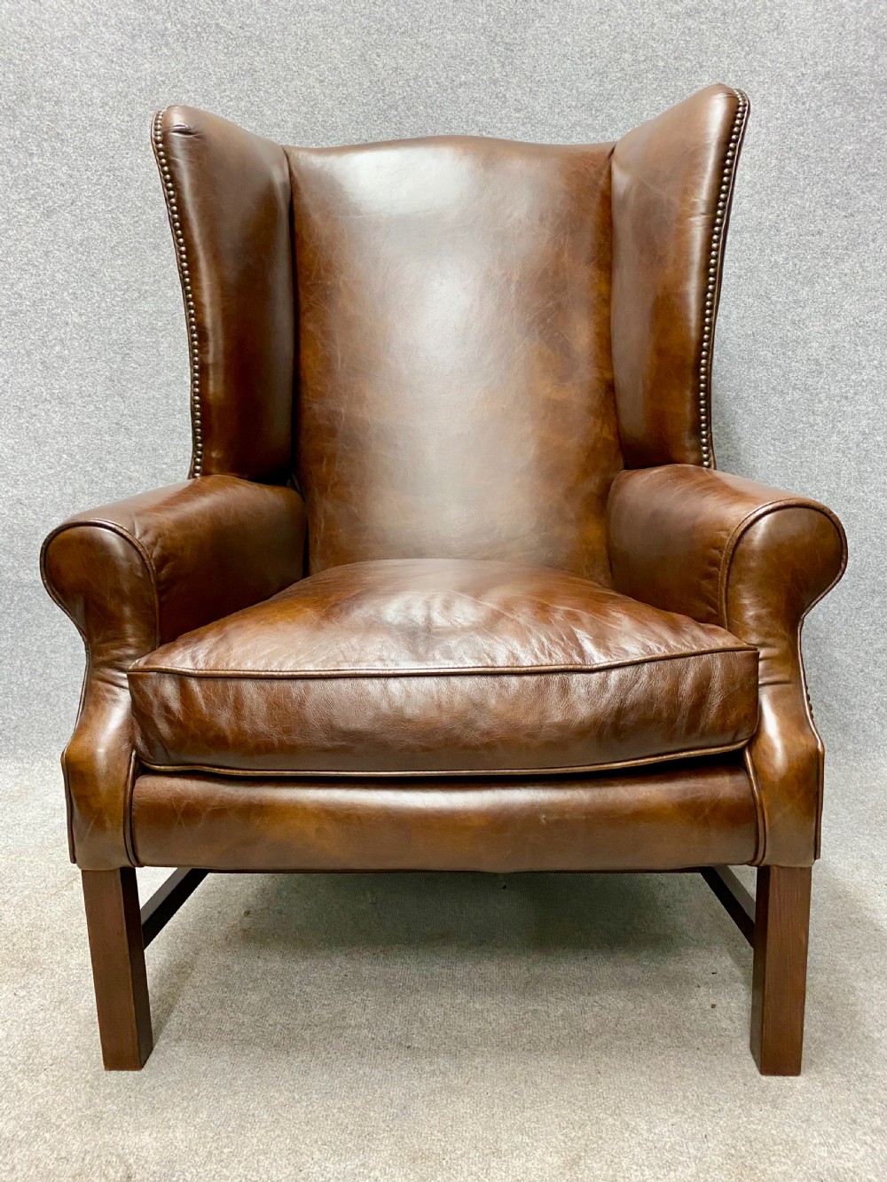 Georgian Style Leather Winged Armchair View II