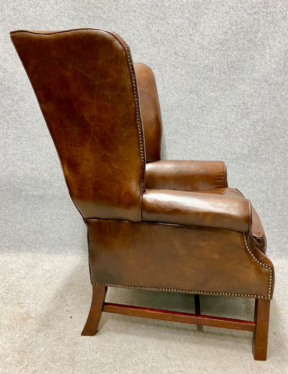 Georgian Style Leather Winged Armchair View IV