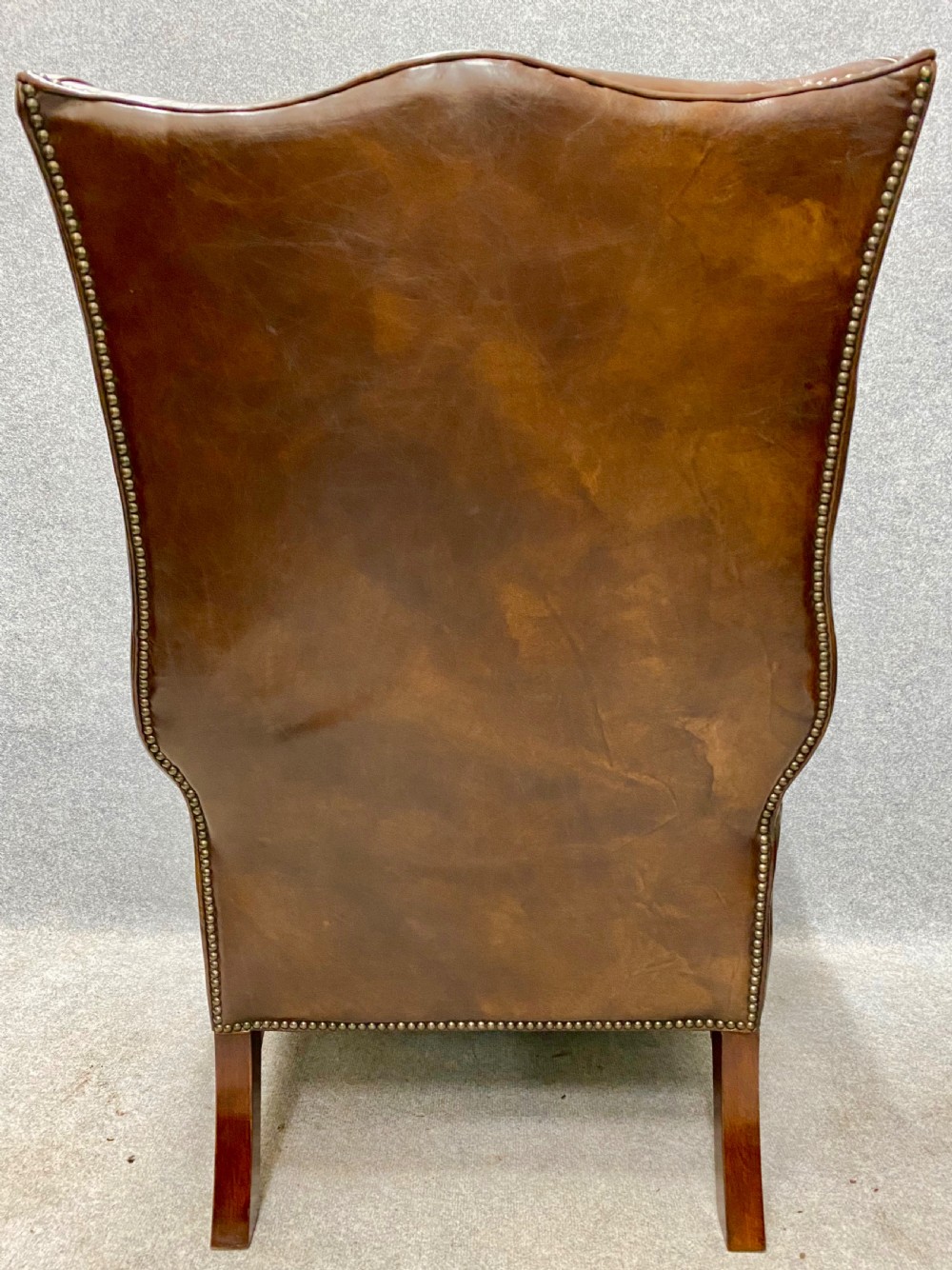 Georgian Style Leather Winged Armchair View V