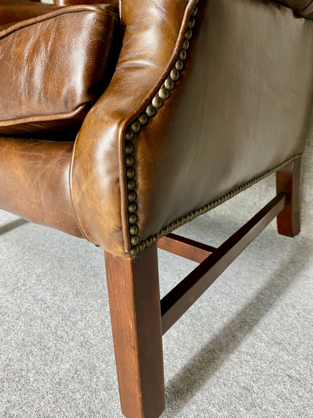 Georgian Style Leather Winged Armchair View VII