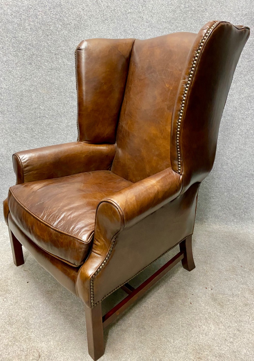 Georgian Style Leather Winged Armchair View VIII