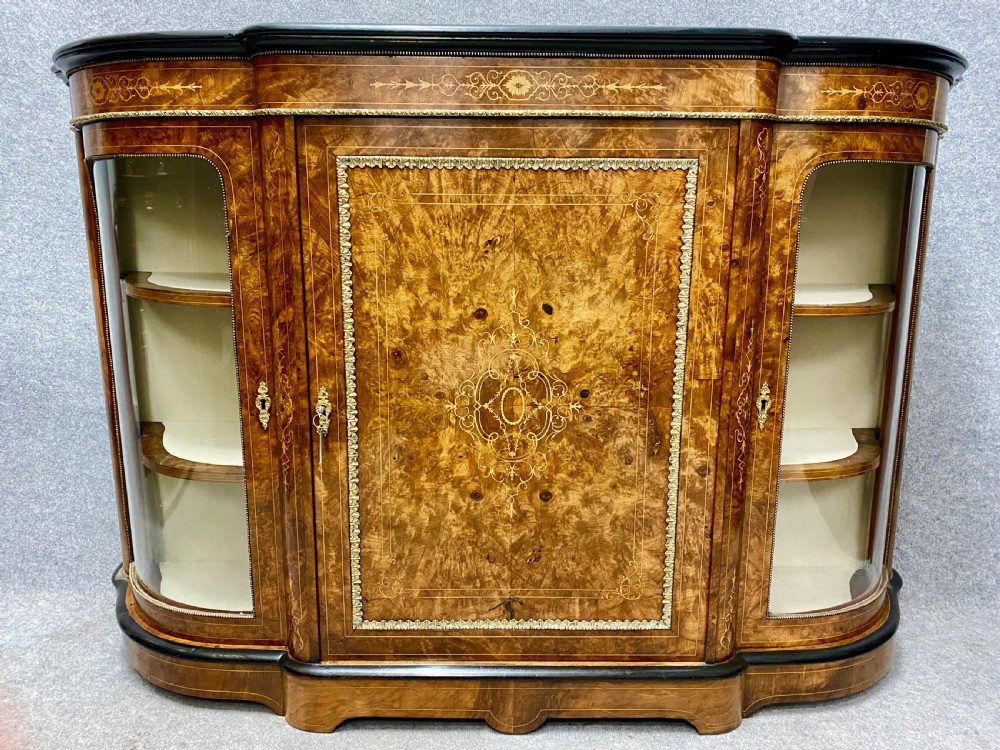 Fine Victorian Burr Walnut Side Cabinet Credenza