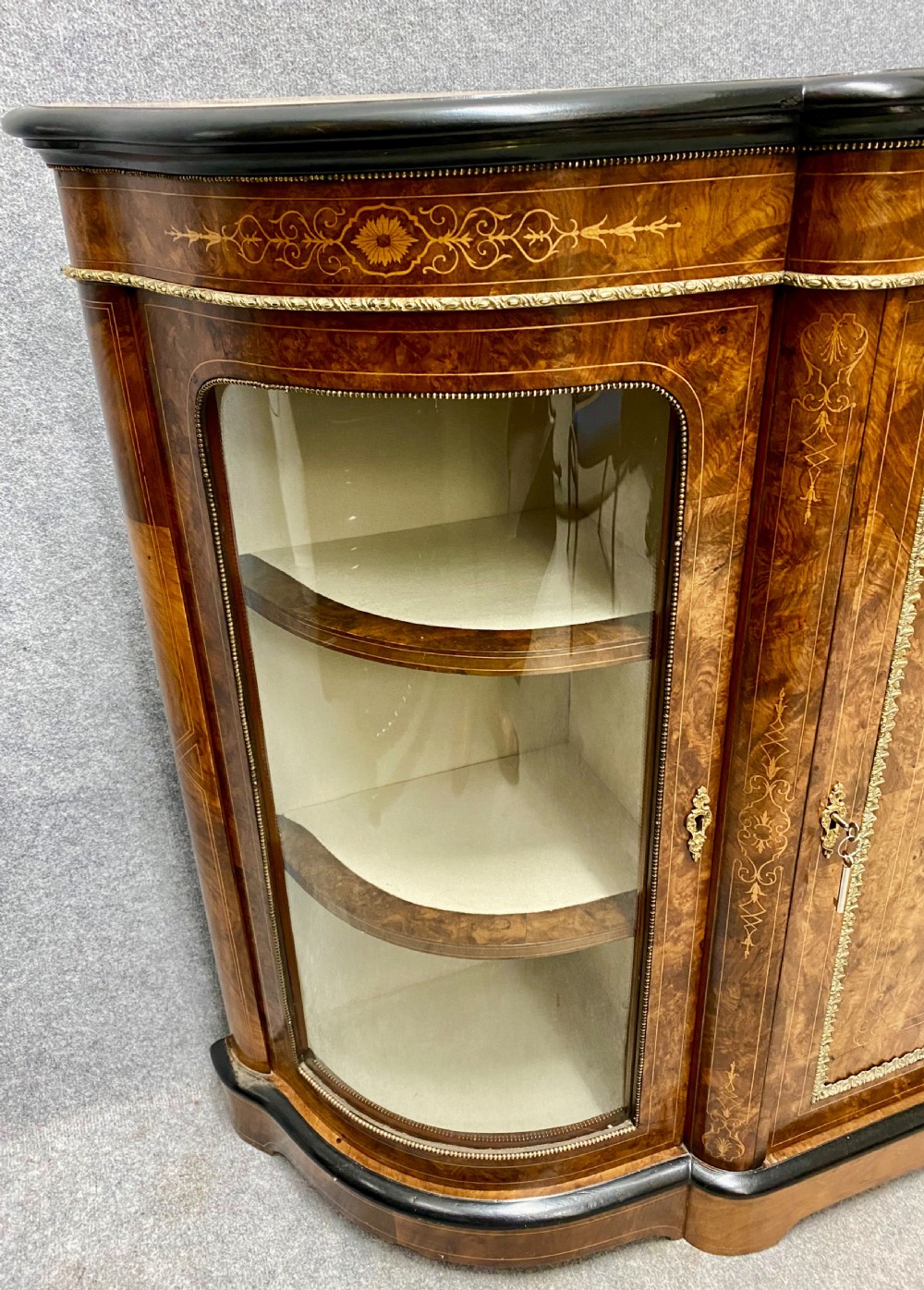 Fine Victorian Burr Walnut Side Cabinet Credenza View II