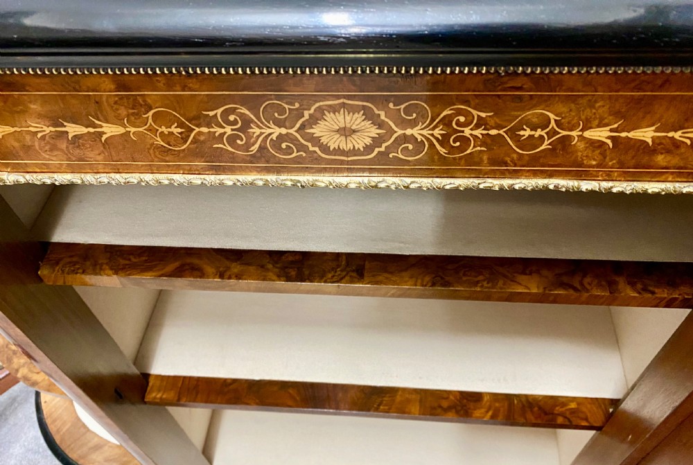 Fine Victorian Burr Walnut Side Cabinet Credenza View VI
