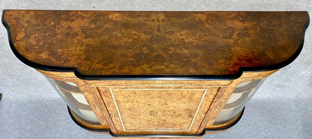 Fine Victorian Burr Walnut Side Cabinet Credenza View IX