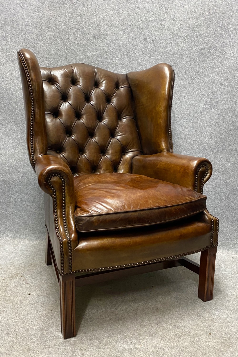 Georgian Style Leather Winged Armchair