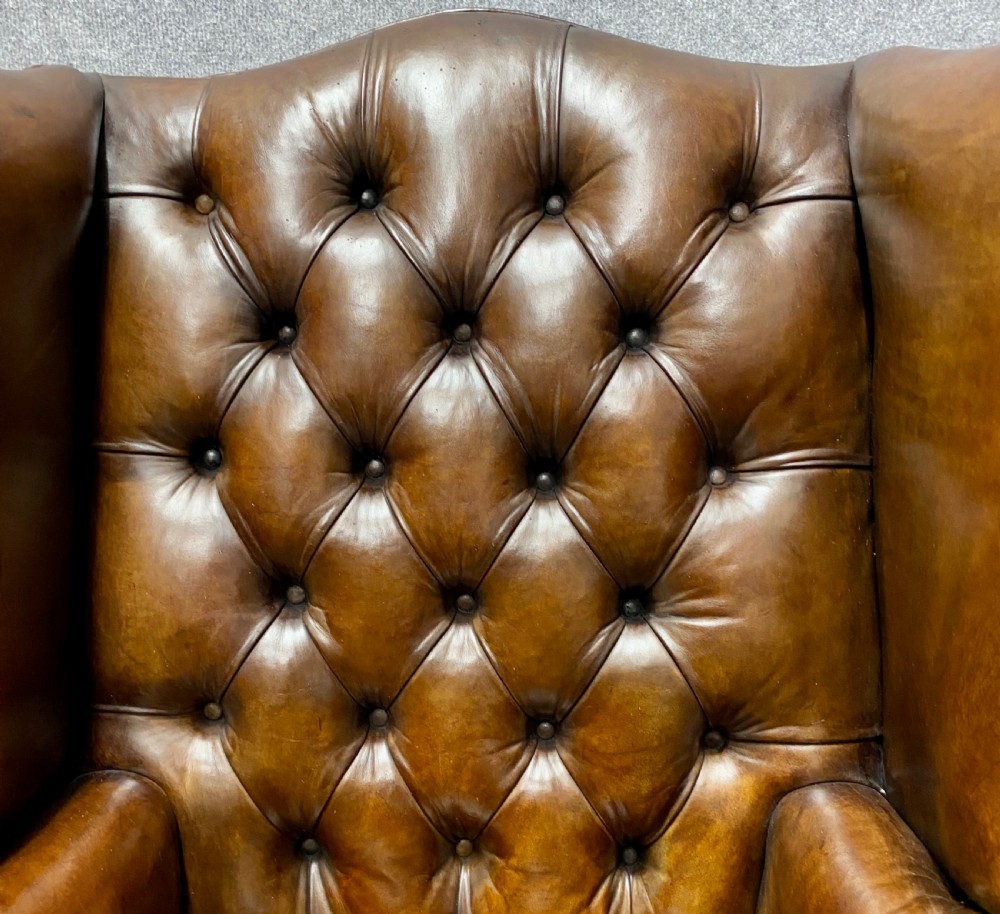Georgian Style Leather Winged Armchair View III