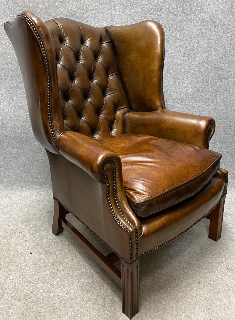 Georgian Style Leather Winged Armchair View IV