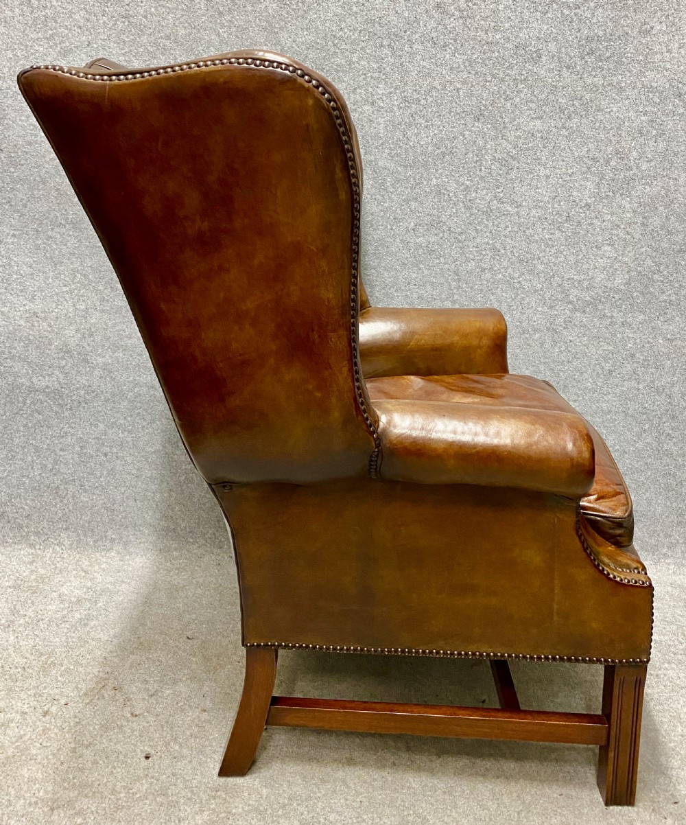 Georgian Style Leather Winged Armchair View VII