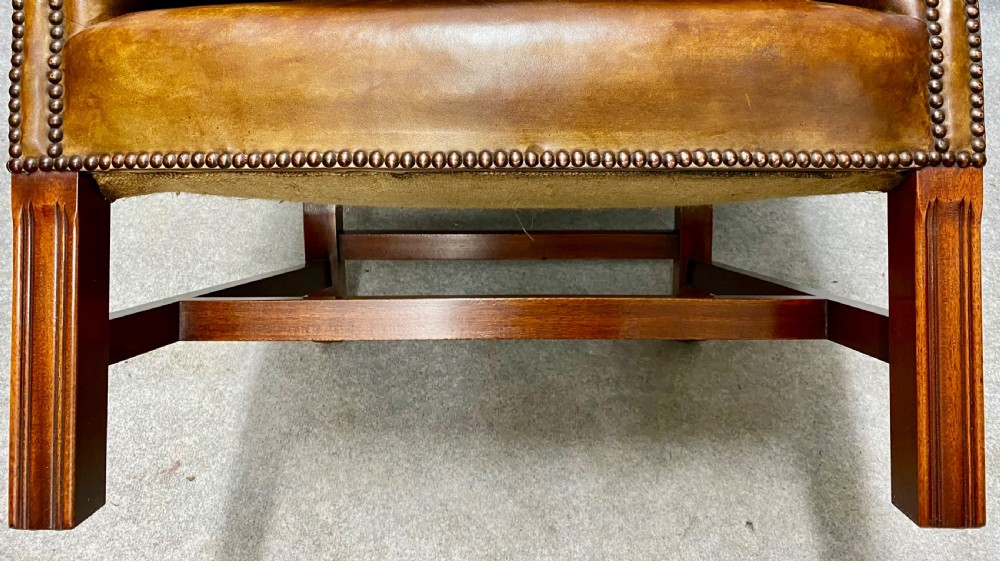 Georgian Style Leather Winged Armchair View XI