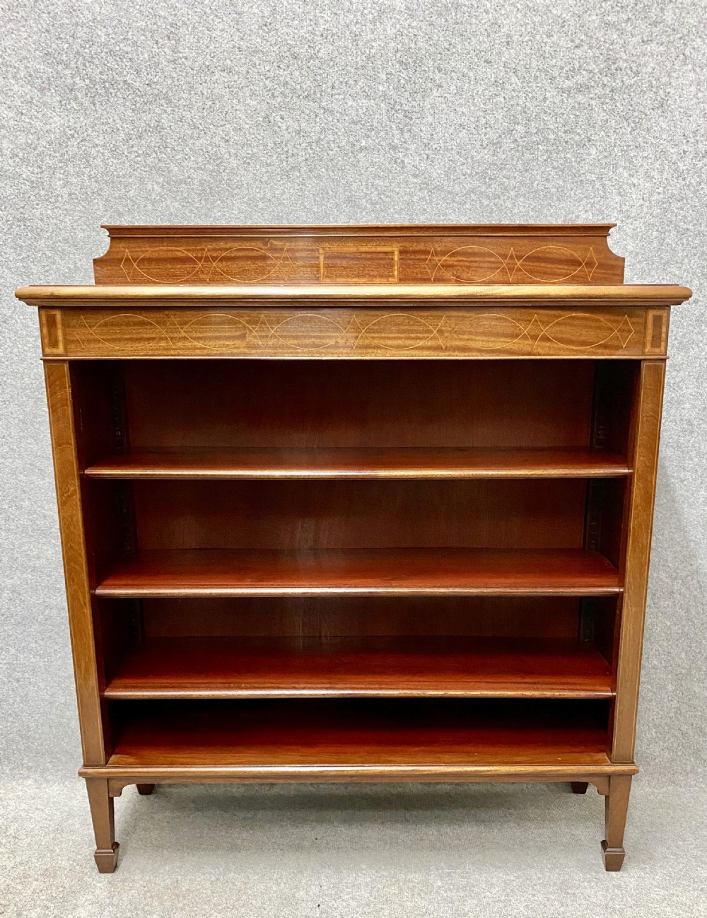 Good Quality Edwardian Inlaid Open Bookcase