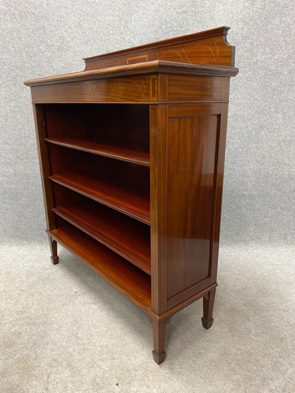 Good Quality Edwardian Inlaid Open Bookcase View V