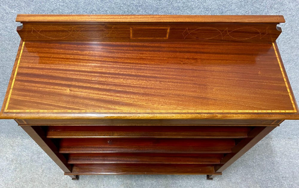 Good Quality Edwardian Inlaid Open Bookcase View VI
