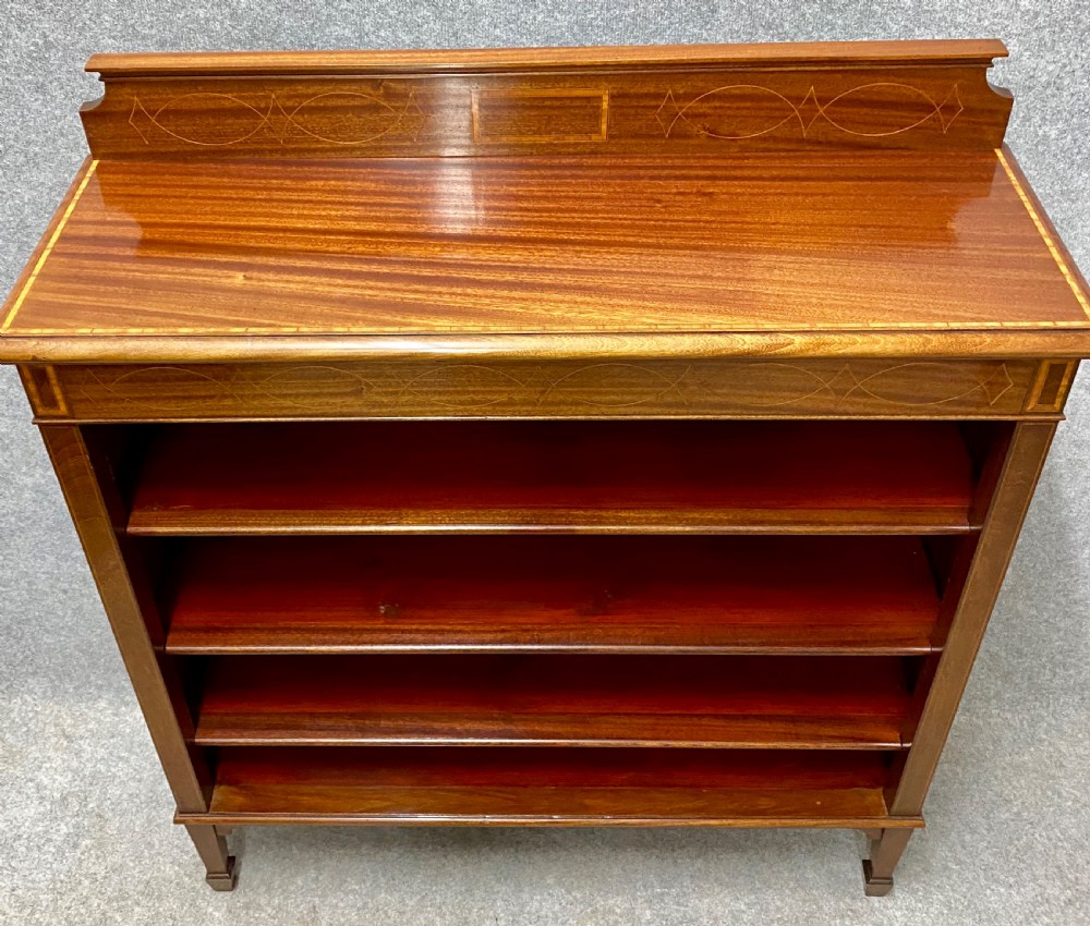 Good Quality Edwardian Inlaid Open Bookcase View XIV