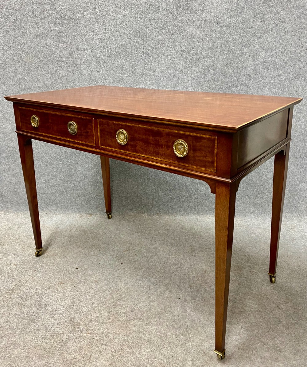 Edwardian Inlaid 2 Drawer Side Table