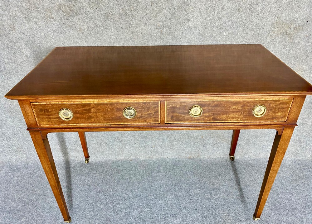 Edwardian Inlaid 2 Drawer Side Table View IX
