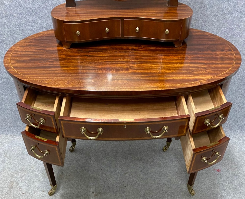 Unusual Edwardian Inlaid Mahogany Dressing Table View III