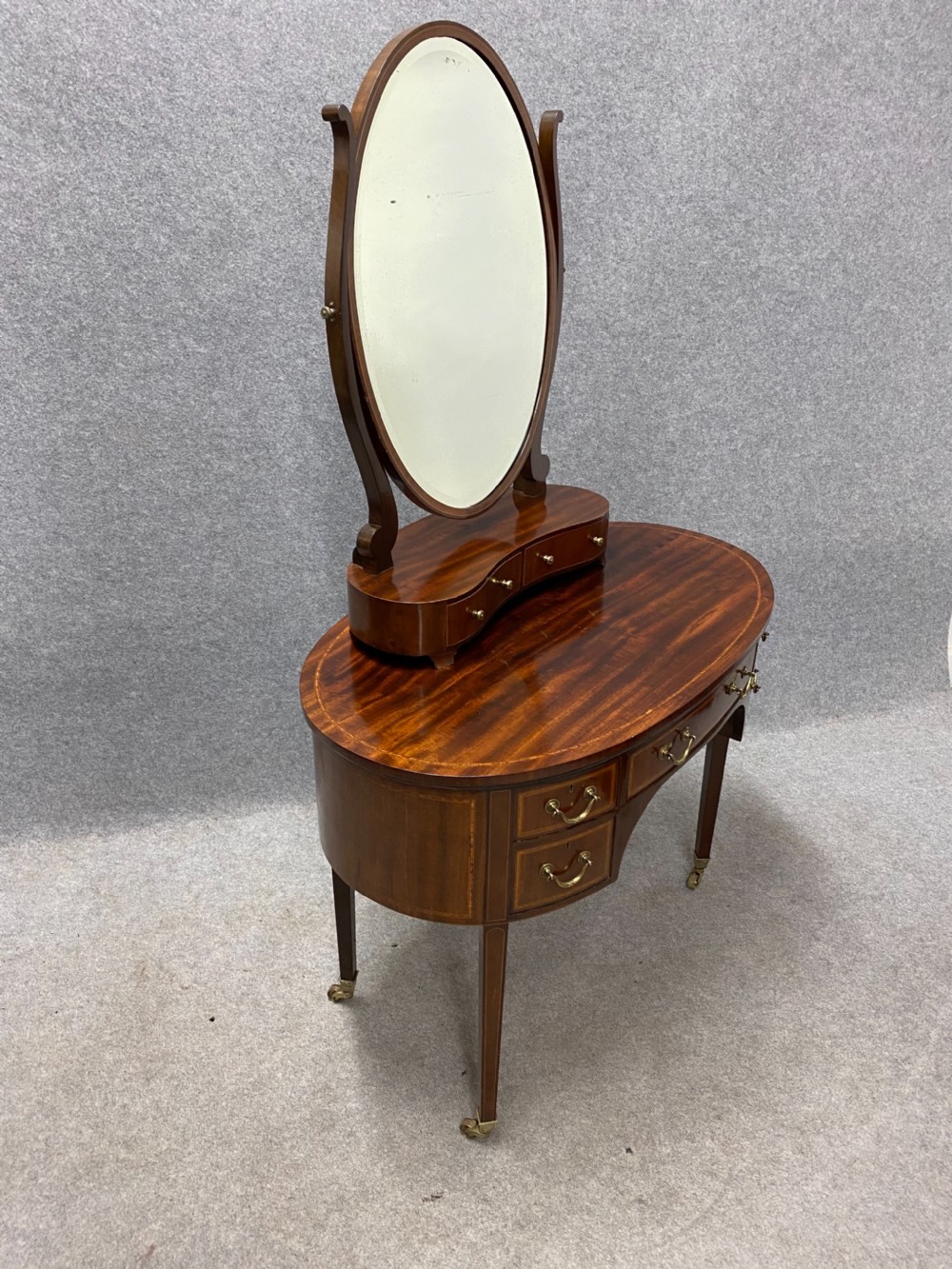Unusual Edwardian Inlaid Mahogany Dressing Table View VIII