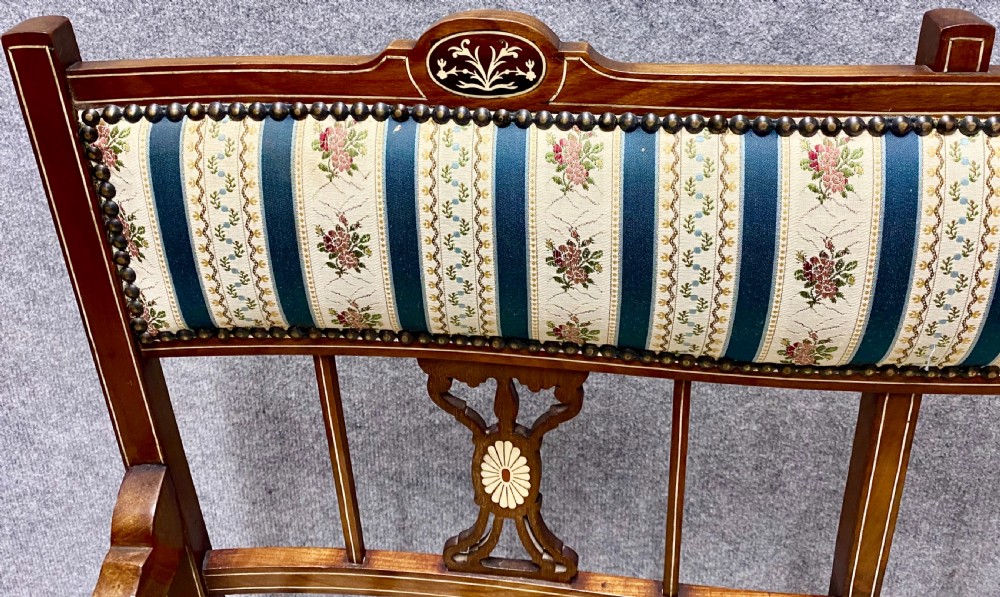 Small Edwardian Inlaid Settee View VII